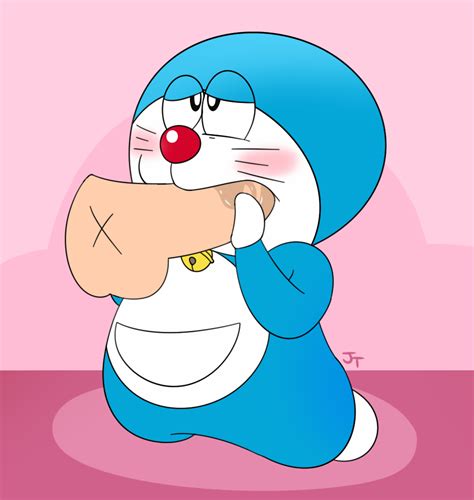 Rule 34 Balls Blowjob Blue Body Blue Skin Blush Blushing Cute Cute Face Doraemon Doraemon