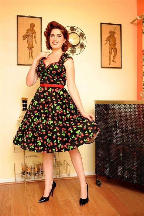 Pinup Couture Retro Heidi Black Cherry Swing Dress Jurk