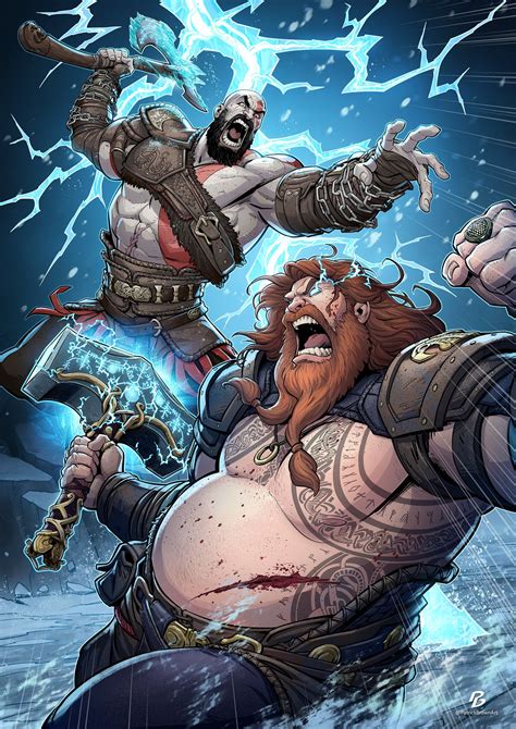 God Of War Ragnarok Kratos Vs Thor — Patrick Brown Art