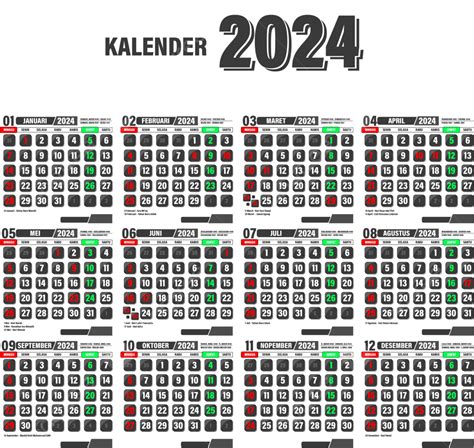 Vecteur Gratuit Dernier Calendrier 2024 Noir Et Blanc Png Calendrier