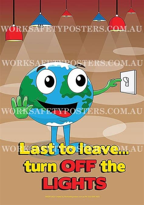 Save Energy Turn Off The Lights Safety Poster Safety Posters Australia