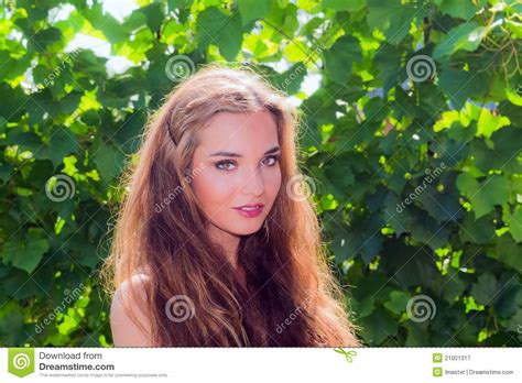 Portrait Beautiful Girl On Nature Royalty Free Stock Photography