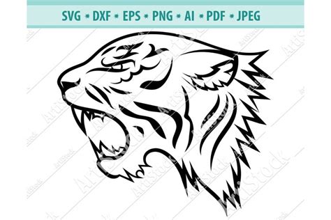 Tiger Face SVG Head Of A Tiger Clipart Cats Dxf