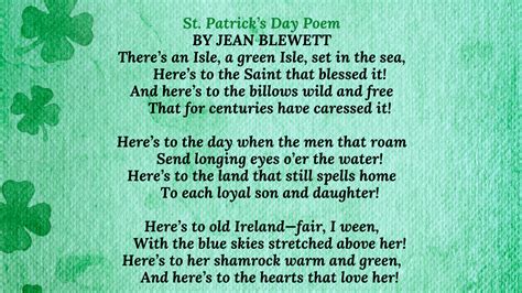 St Patrick’s Day Poem Irish Around The World