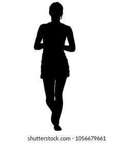 Black Silhouette Woman Standing People On Stock Vector Royalty Free