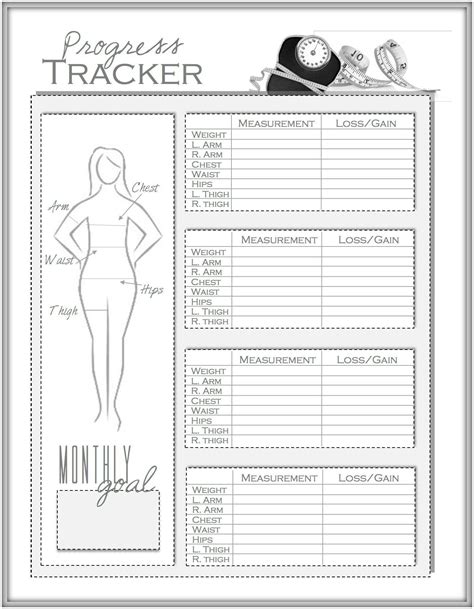 Weight Loss Measurement Chart Printable Weightlol