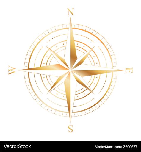 Gold Compass Rose Royalty Free Vector Image Vectorstock