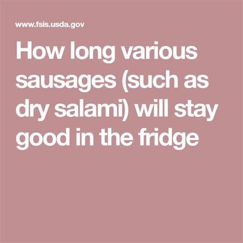 How long does lunch meat last in a freezer? How long various sausages (such as dry salami) will stay ...