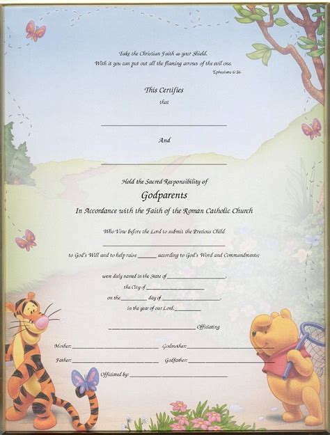 Christening Certificates For Godparents Blank And Printed