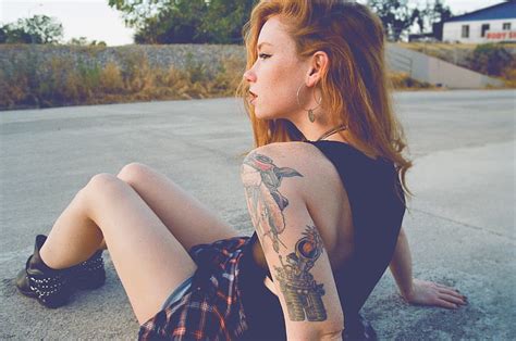 Hd Wallpaper Girl Woman Model Tattoo Redhead Tattoos Hattie Watson Wallpaper Flare