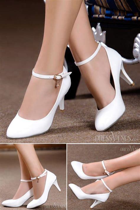 Simple 2014 New Arrive Pointed End White High Heels Wedding Shoes 2536050 Weddbook