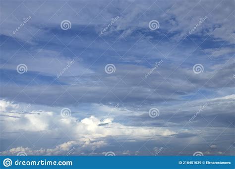 Cirrus Stratus And Cumulus Clouds Against Blue Sky Stock Image Image