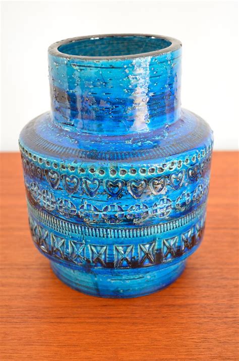 Rimini Blue Ceramic Vase By Aldo Londi For Bitossi 1960s For Sale At
