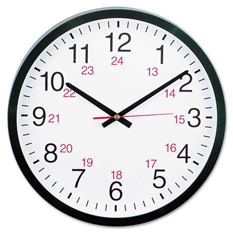 Universal® 24 Horas Reloj De Pared Redondo 12 12in Negro Se