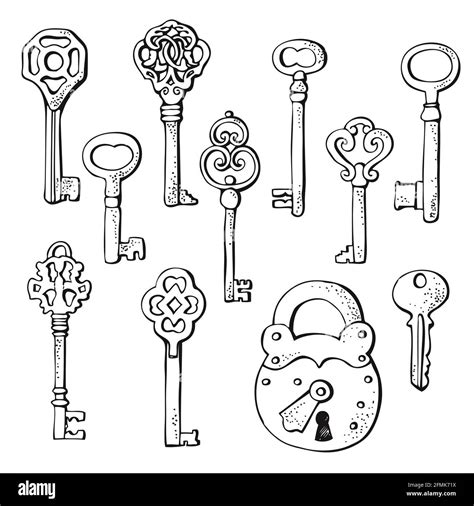 Keys Vintage Collection Old Keys Vector Set With Decorative Elements