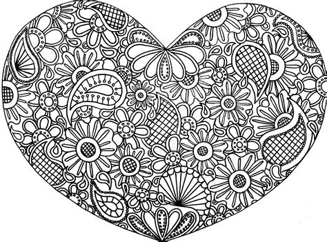 Doodle coloring page of a party with kawaii characters. Colored Zentangles Hearts | Free doodle art coloring pages ...