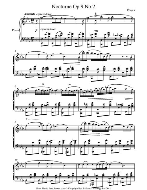 ﻿chopin Nocturne Opus 9 No2 Sheet Music For Piano