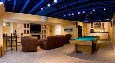 If there's ample height you could hang a suspended ceiling, which affords the opportunity to avoid down hanging pipes, ducts and other. How to Finish the Unfinished Basement Ceiling Ideas