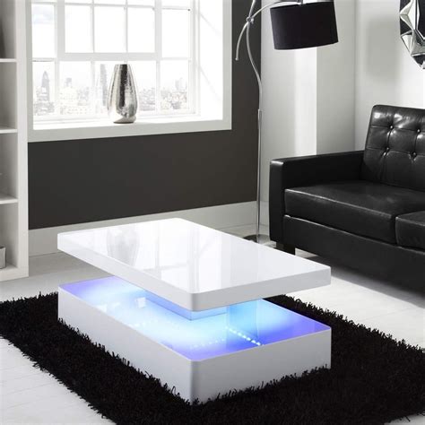 Use artistic techniques to design the look, such as striking a balance with symmetry and composing a color story or style. High Gloss White Coffee Table With LED Lighting | White ...