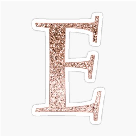 Letter E Pink Glitter Stickers Glitter Stickers Monogram Art