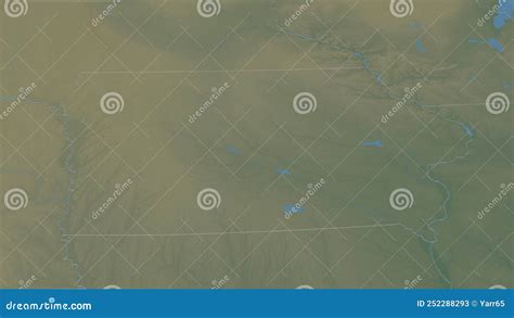 Iowa Extruded Mainland United States Stereographic Relief Map Stock