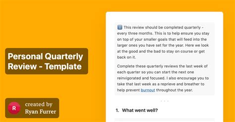 Personal Quarterly Review Template