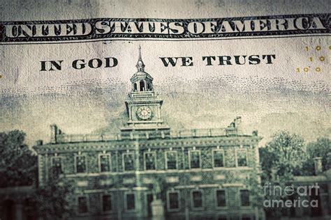 In God We Trust Motto On One Hundred Dollars Bill Photograph By Michal