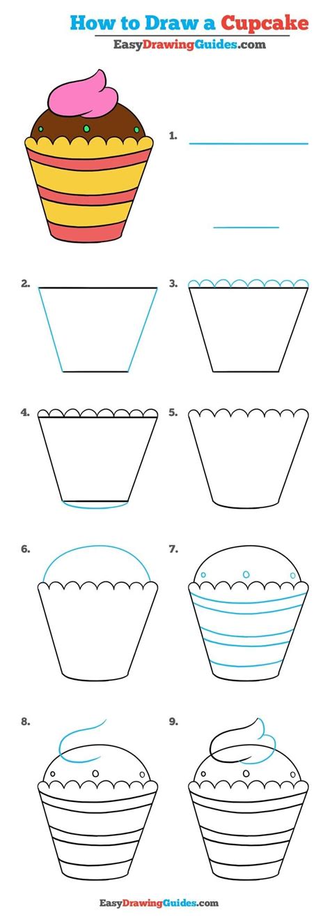 how to draw a cupcake really easy drawing tutorial