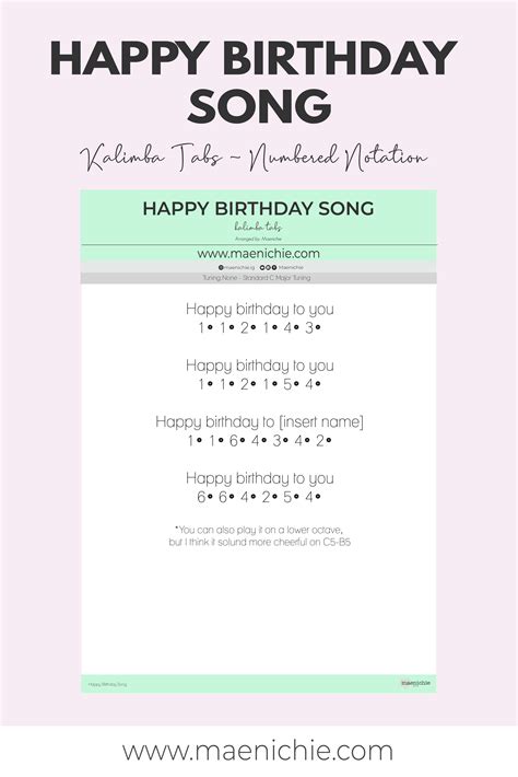 Easy 17 Key Kalimba Tabs Happy Birthday Song Numbered Notation