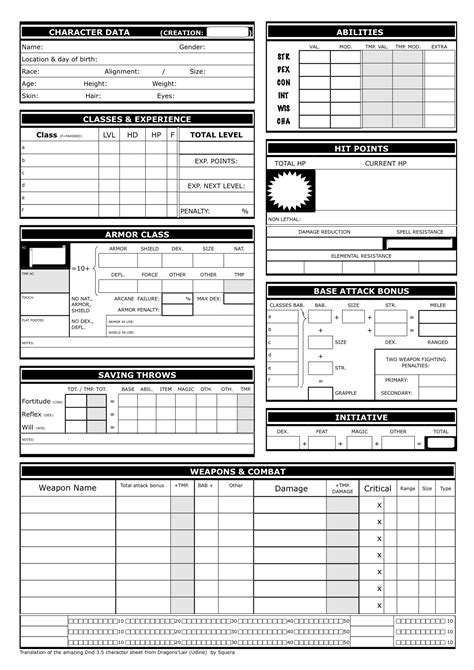 Ad 26amp 3bd 2nd Edition Skills And Powers Character Sheet
