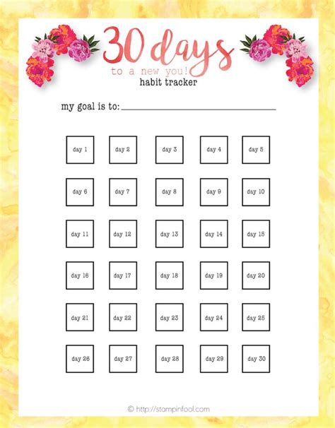 Free Day Habit Tracker Printable Reach Your Goals With This Sheet