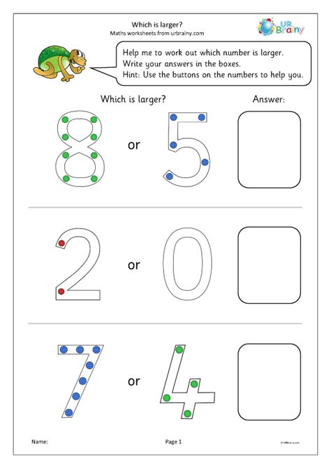 larger ordering numbers maths worksheets   reception
