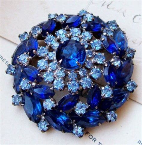 Blue Rhinestone Brooch Vintage Costume Jewelry Vintage Costumes