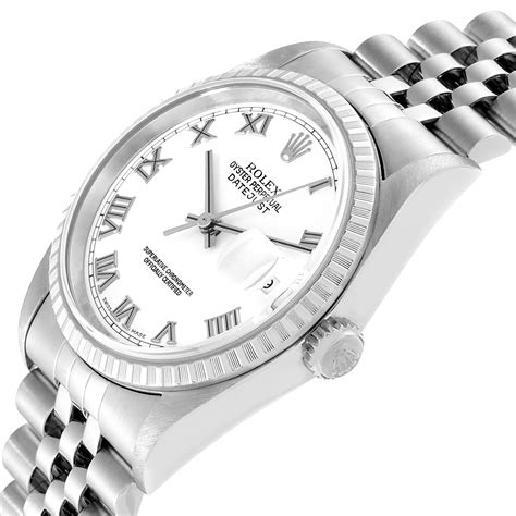 Rolex Datejust 36 White Roman Dial Steel Mens Watch 16220 Swisswatchexpo