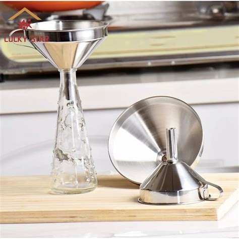 Multi Purpose Wide Mouth Oil Funnel Stainless Steel Imbudo Funnel For Cooking Oil Lucky Star