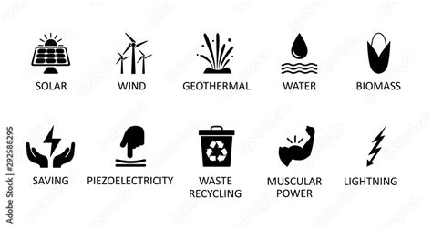 Alternative Energy Sources Icons Renewable Energy Sign Nature Power