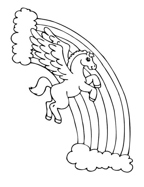 Rainbow Pegasus Unicorn Coloring Page Coloring Pages