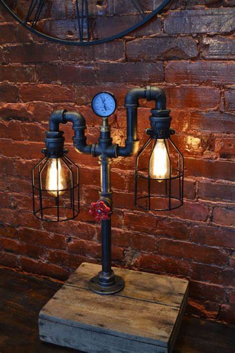 Steampunk Double Pendant Pipe Lamp Industrial Iron Pipe Desk Etsy