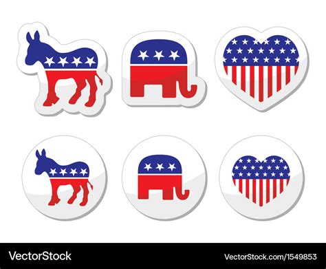 Usa Political Symbols Democrats And Repbublicans Vector Image