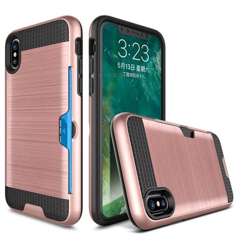 Credit card slot clear slim soft case cover for iphone 12 pro max 11 xs xr x 8 7. Wholesale iPhone X (Ten) Credit Card Armor Hybrid Case (Rose Gold)