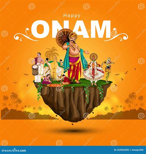 South Indian Kerala Festival Happy Onam Greetings Background Editable