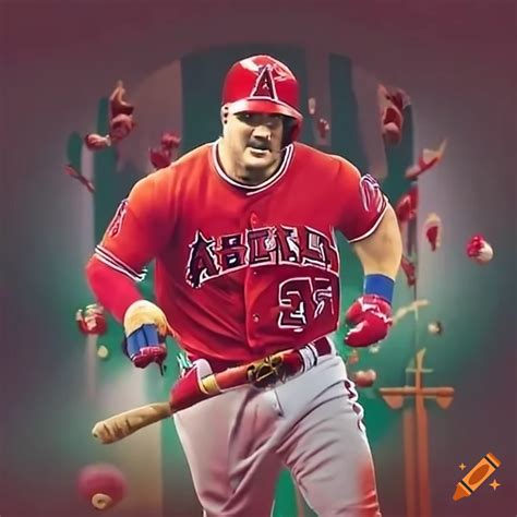 Mike Trout Playing Baseball In A Christmas Stadium