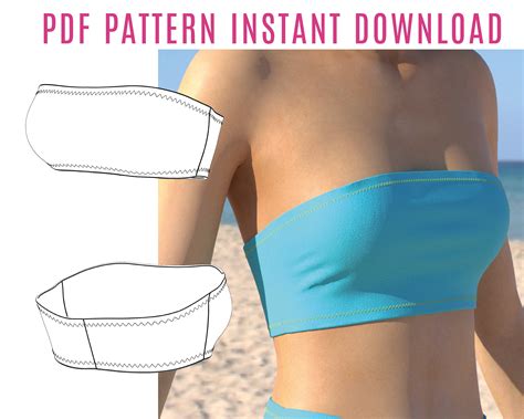 diy bandeau bikini top sewing pattern pdf instant download etsy