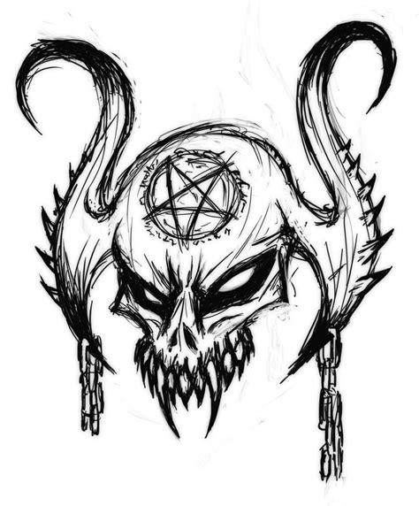 Satanic Skull By Mark MrHiDE Patten On DeviantArt Skull Art Drawing