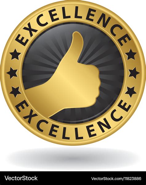 Excellence Golden Sign With Thumb Up Royalty Free Vector
