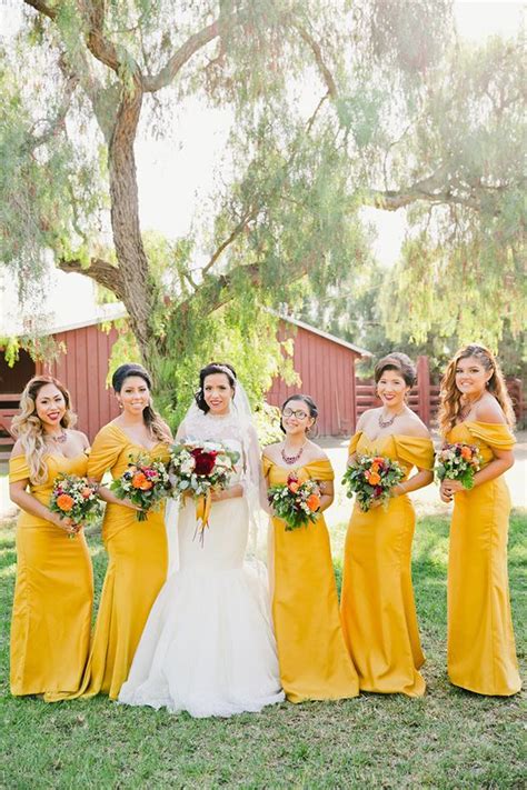 Lemon Sunflower And Marigold Yellow Bridesmaids Dresses Yellow