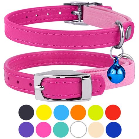 leather cat collar breakaway safety collars elastic strap for x small cats kitten with bell