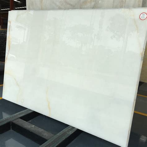 Golden agate stone rectangle center top dining table top, precious table top art. Snow White Onyx Marble Slabs Countertops Table Top Tiles ...