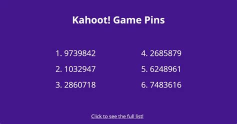 120 Kahoot Game Pins Codes Followchain