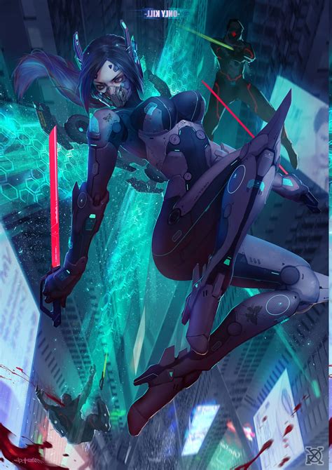 Wallpaper Cyberpunk Anime Girls Blood Warrior Scuba Diving